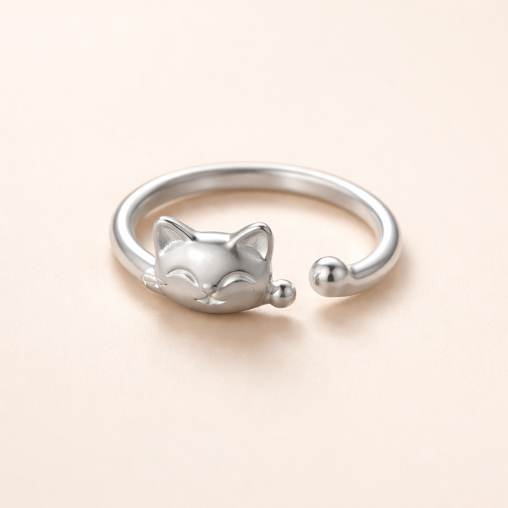 Vintage Silverring med Kisse