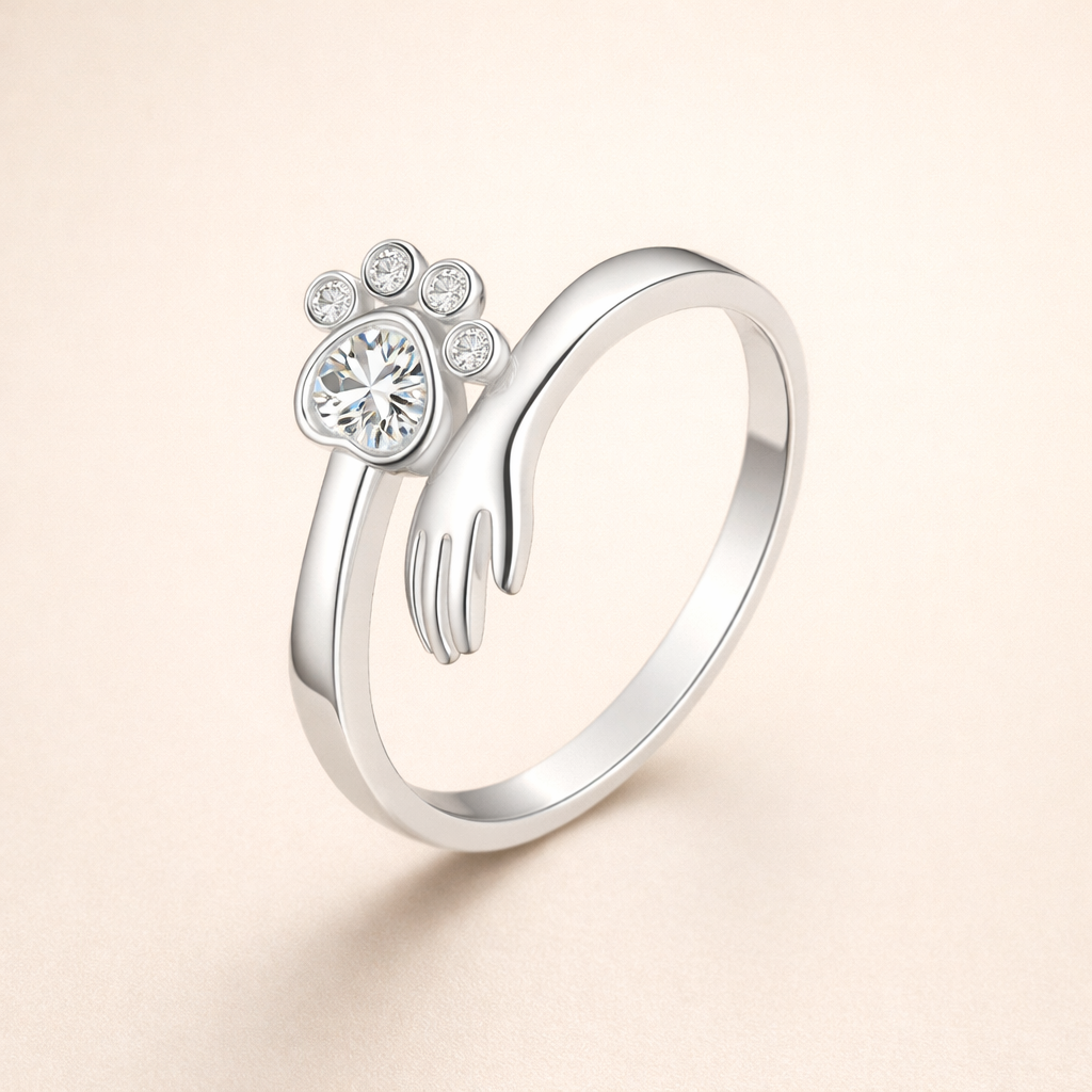 Justerbar ring i sterlingsilver – Design med hand- och tassavtryck
