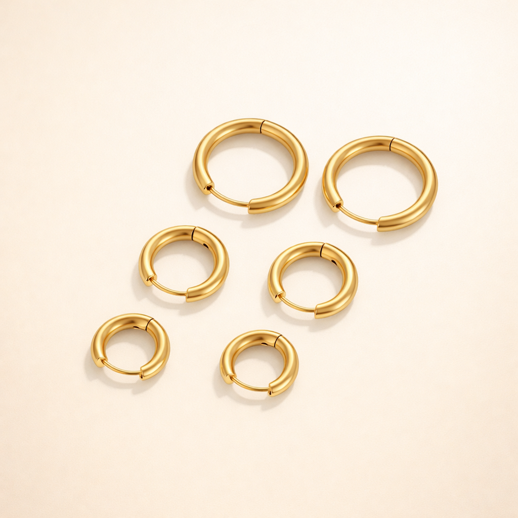 Mini-creoler i guld, trio-set
