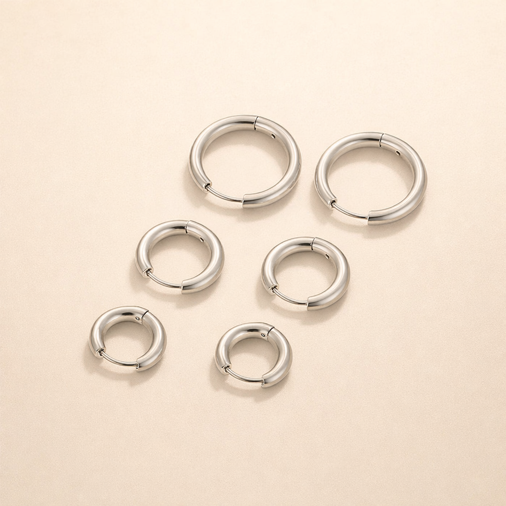 Silverset med tre mini-creoler