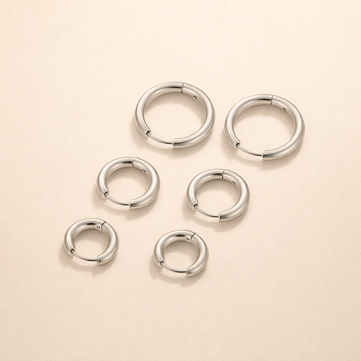 Silverset med tre mini-creoler