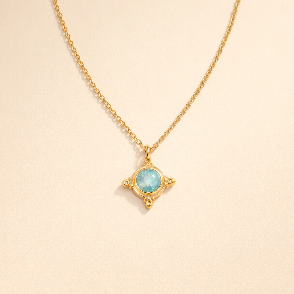 Vintage Halsband med hänge i blå opal