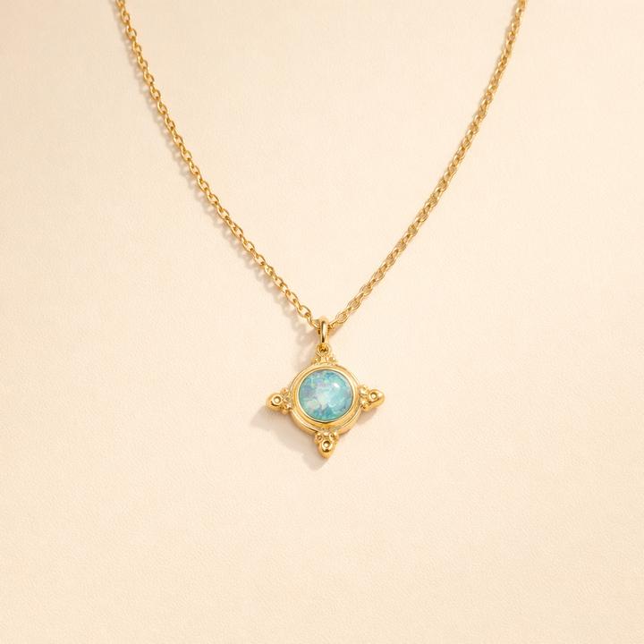 Vintage Halsband med hänge i blå opal