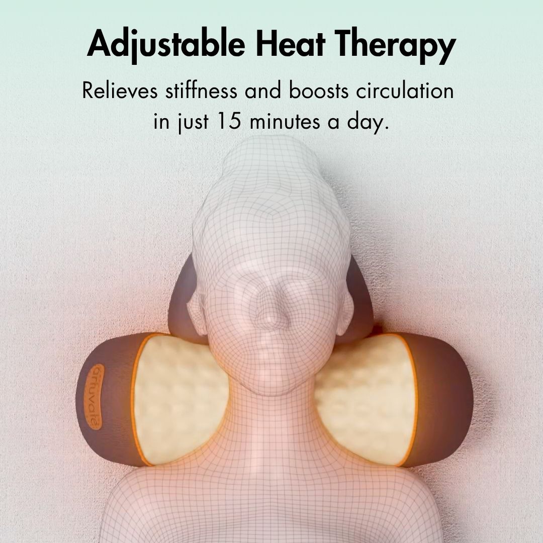 Nackmassageapparat med värme och vibration samt hållningsstöd