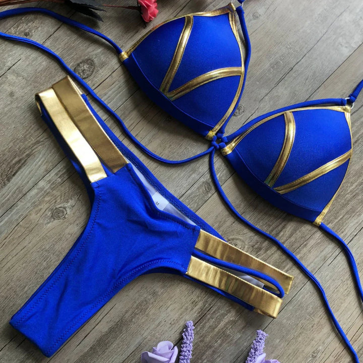 Justerbar bikini i to deler med trendy trykk