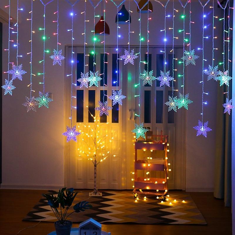 LED-ljusslinga med snöflingor | Inomhus och utomhus