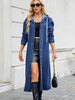 Lång denim trenchcoat för kvinnor