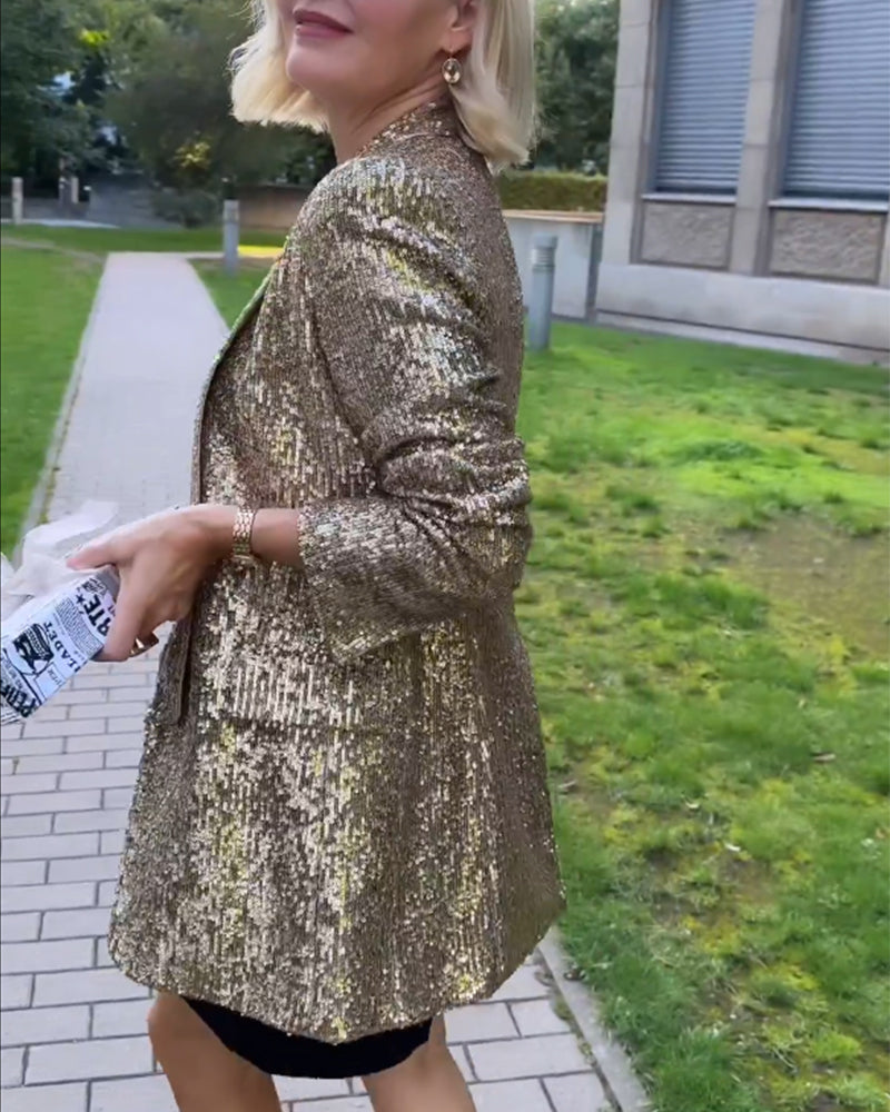 Guldfärgad glitterjacka med paljetter - Rosamund