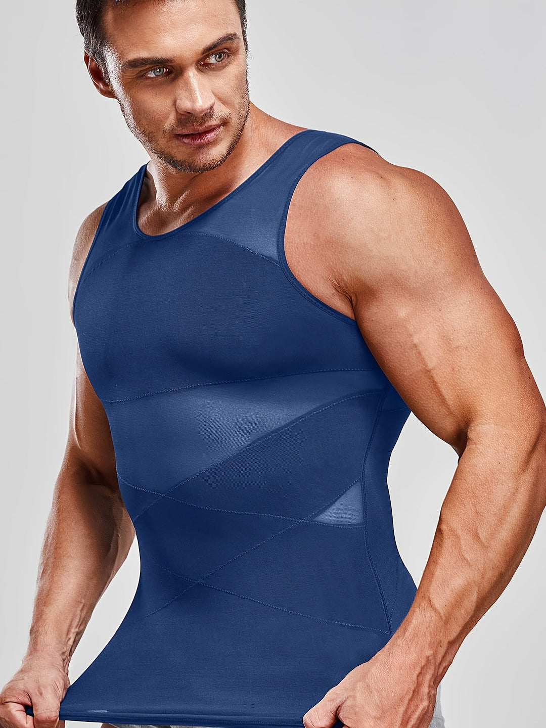 Shapewear-linne för herr med magkontroll, ärmlöst undertröja