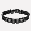 Herrars svart armband med graverade pärlor