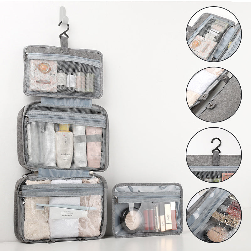 Travelique reseorganizer för kosmetika | Kompakt och vattentät | Med 4 fack och 360°-krok | För kvinnor och män