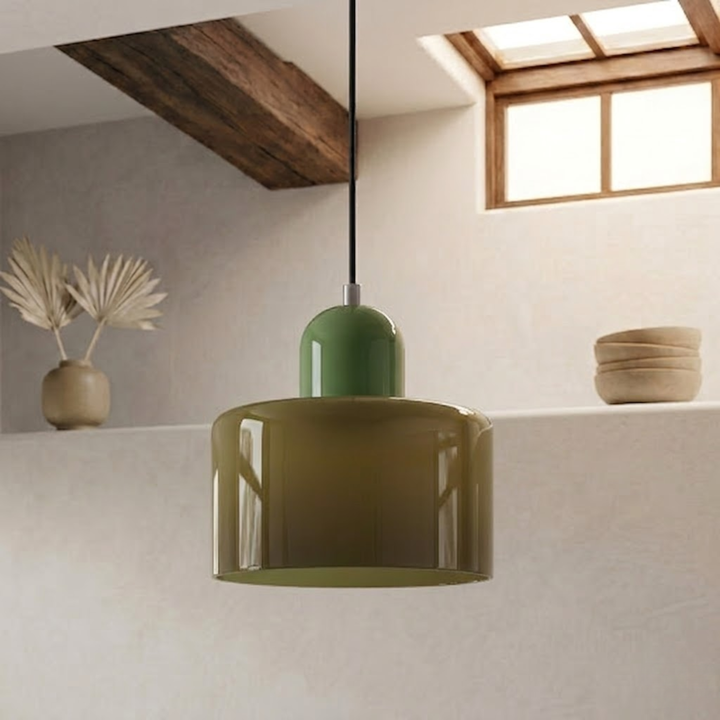 Hänglampa med ring och förstorad halo-design