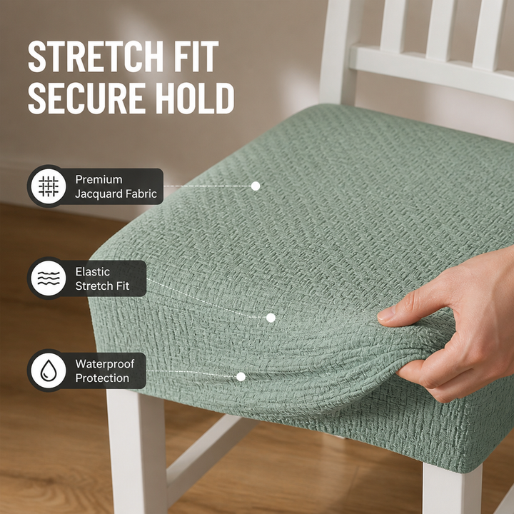 Vattentäta elastiska vävda stolsöverdrag, halkfri jacquard av polyester