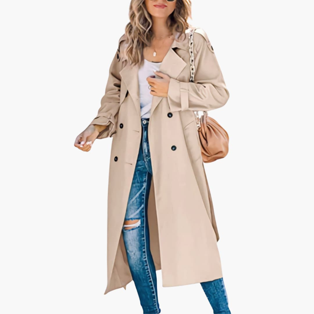 Kvinnors Trench Coat med Knappslå Reapris