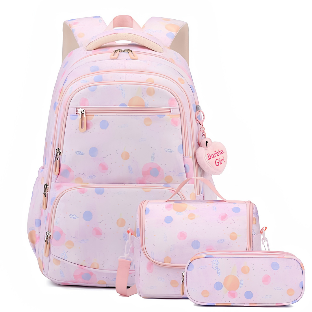 Skolryggsäcksset i tre delar med tecknat tryck