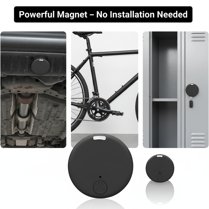 Magnetisk mini-GPS-tracker med realtidsposition, rörelselarm och ljudövervakning