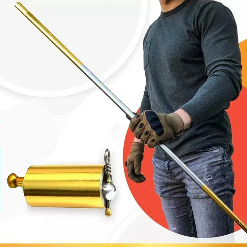 Bärbar metallstav för självförsvar och trolleri