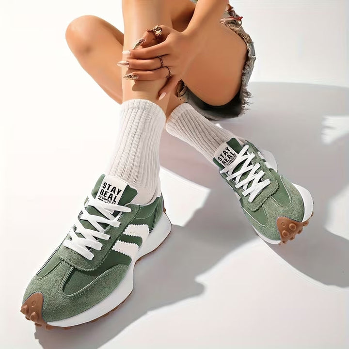 Retro plattformssneakers i mocka för dam, för streetstyle