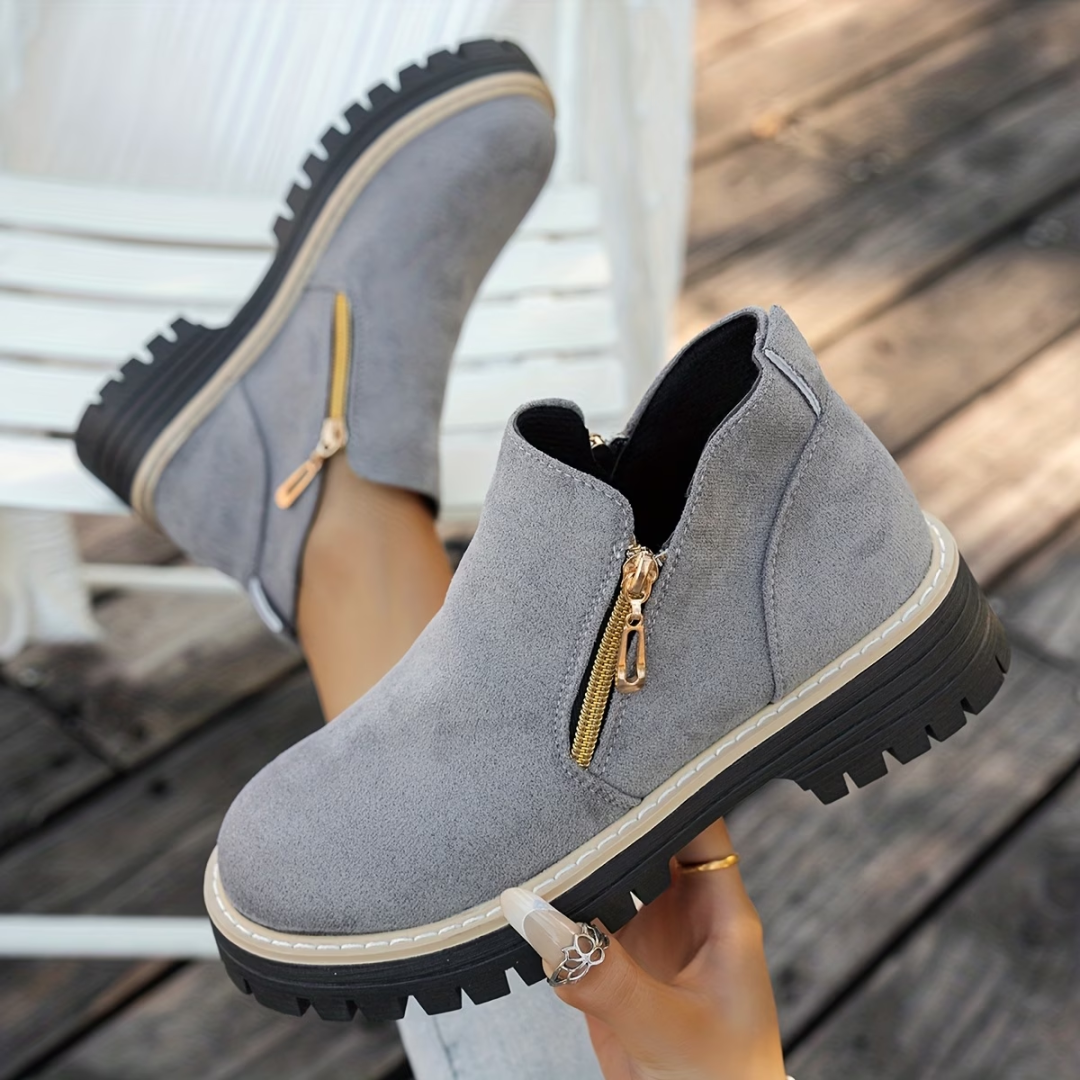 Stilfulla ankelboots med dubbel dragkedja