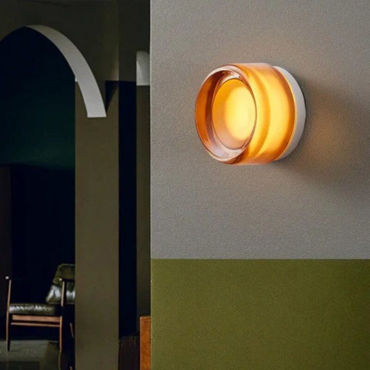 Rund modern vägglampa i glas med LED, 1 ljuskälla