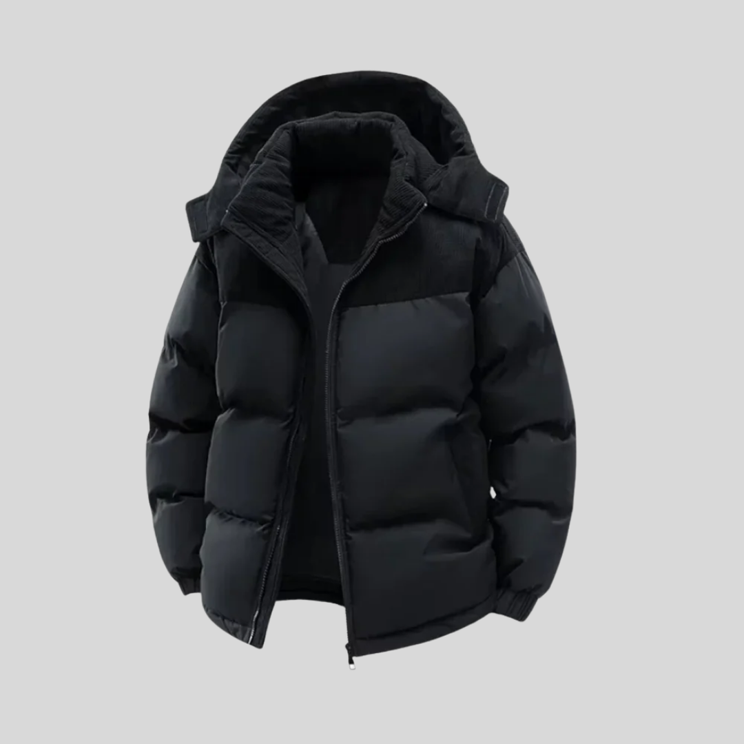 Herr isolerad vinterjacka med huva
