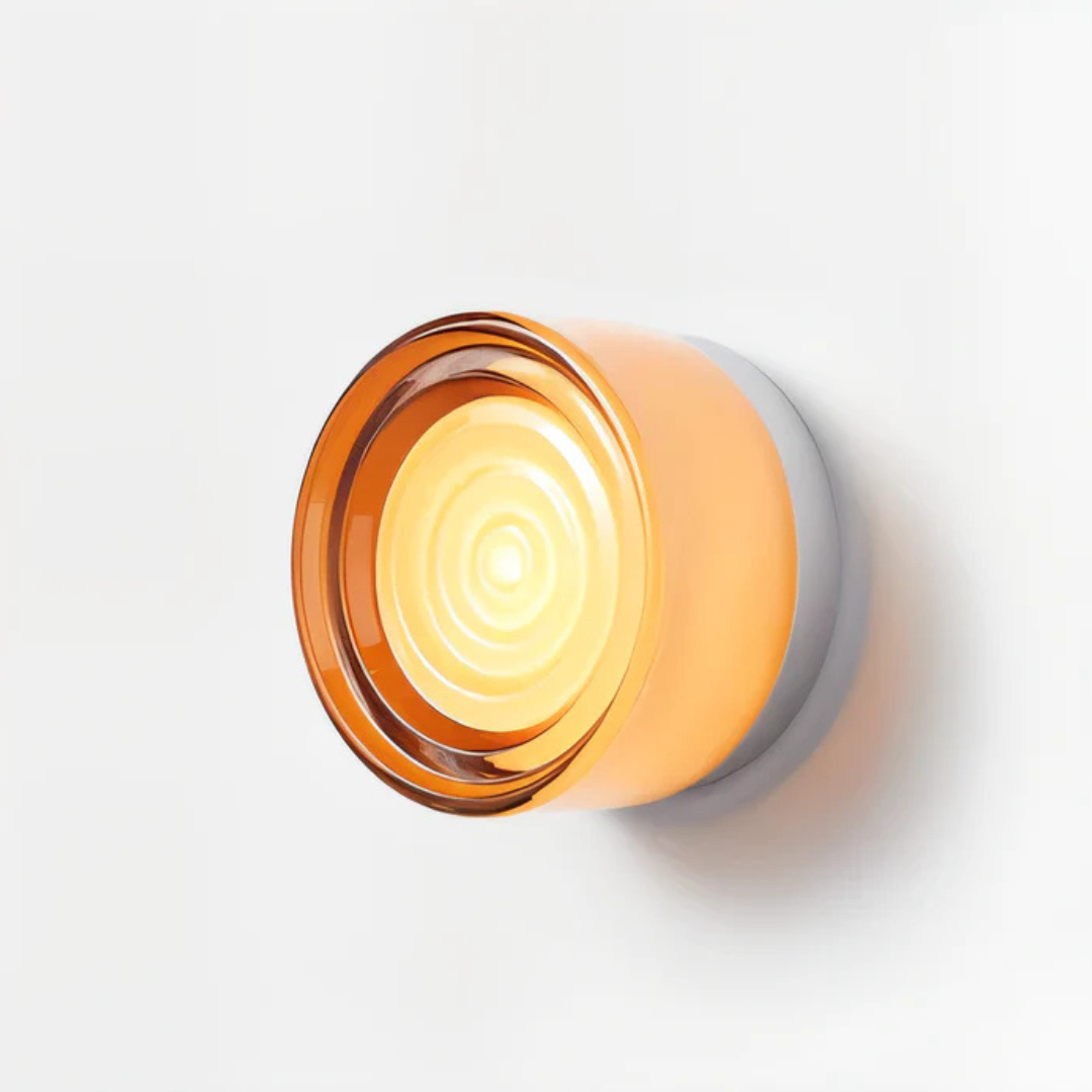 Rund modern vägglampa i glas med LED, 1 ljuskälla