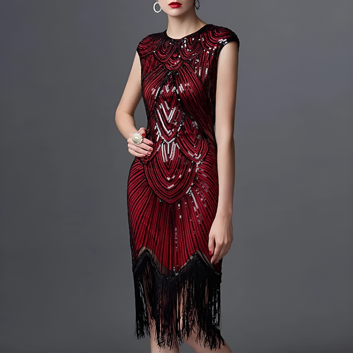 Naisten mekko, jossa on flapper-kuvio