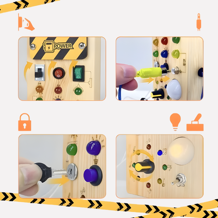 Montessori Busy Board med LED-lampor