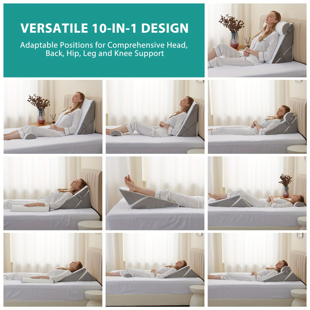 RelaxPlus justerbar ortopedisk kilkudde – premium minnesskumsystem 7-i-1