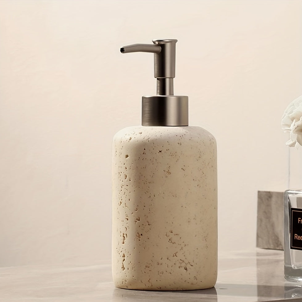 Tvålpump i marmor – Lyxig dispenser i resin med pump i rostfritt stål för badrum eller kök