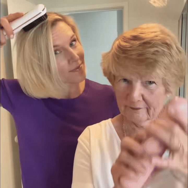 Sladdlös uppvärmd stylingborste för kort hår, lugg och nacke