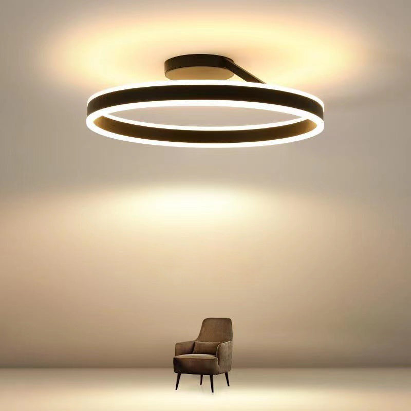 Arisha modern LED-taklampa i ring, svart/vit, vardagsrum, hall, metall