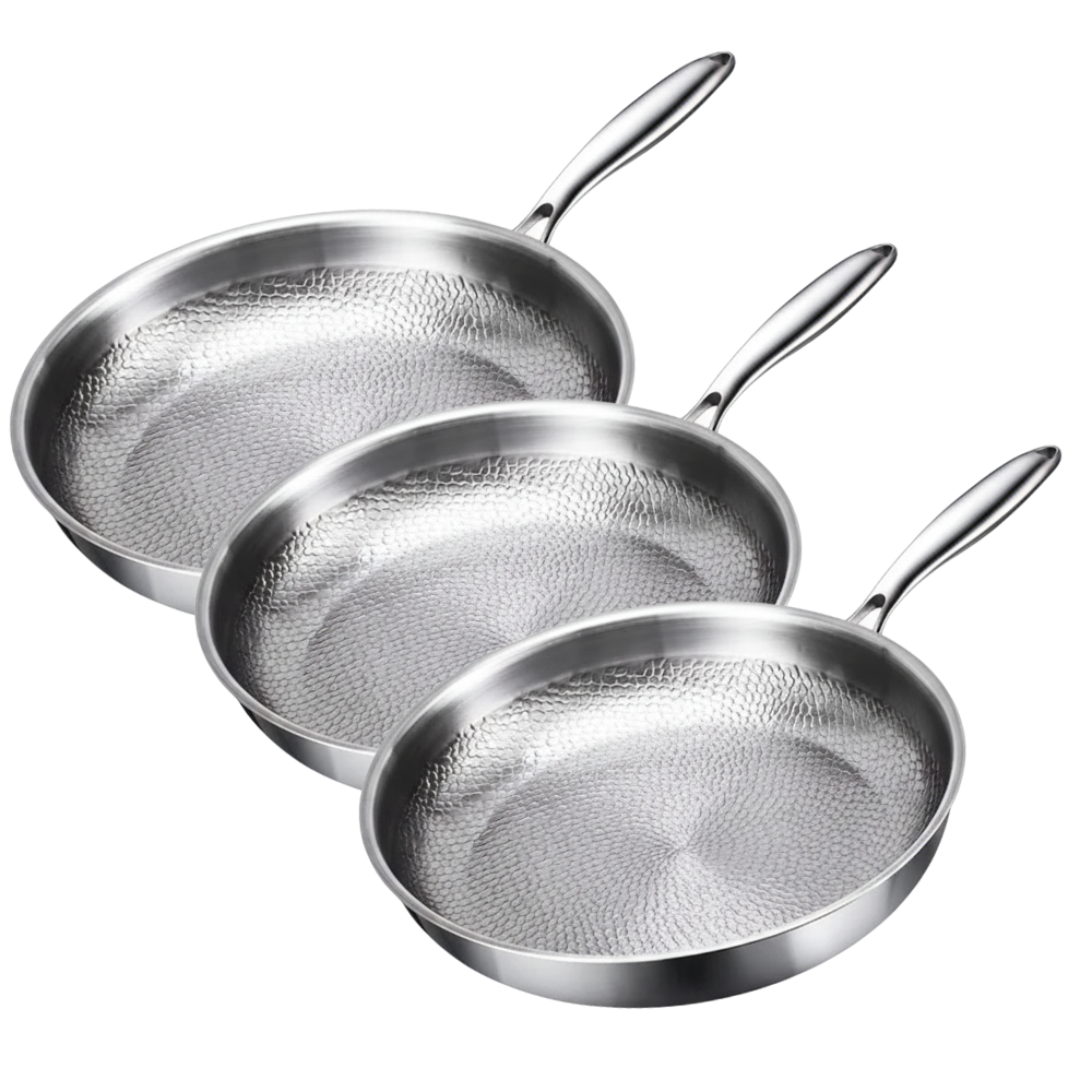 Premium titanstekpannset 3 delar – Induktionsvänligt & naturlig non-stick-beläggning – 3 pannor
