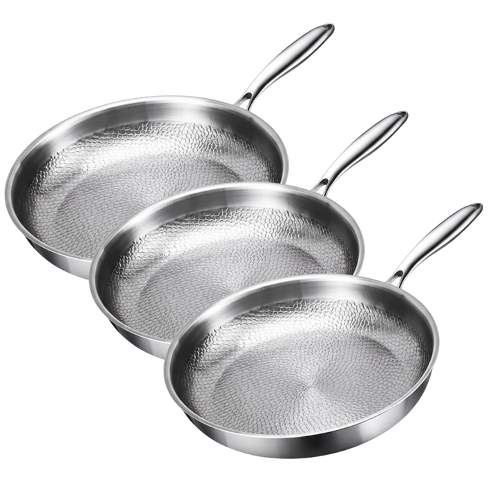 Premium titanstekpannset 3 delar – Induktionsvänligt & naturlig non-stick-beläggning – 3 pannor