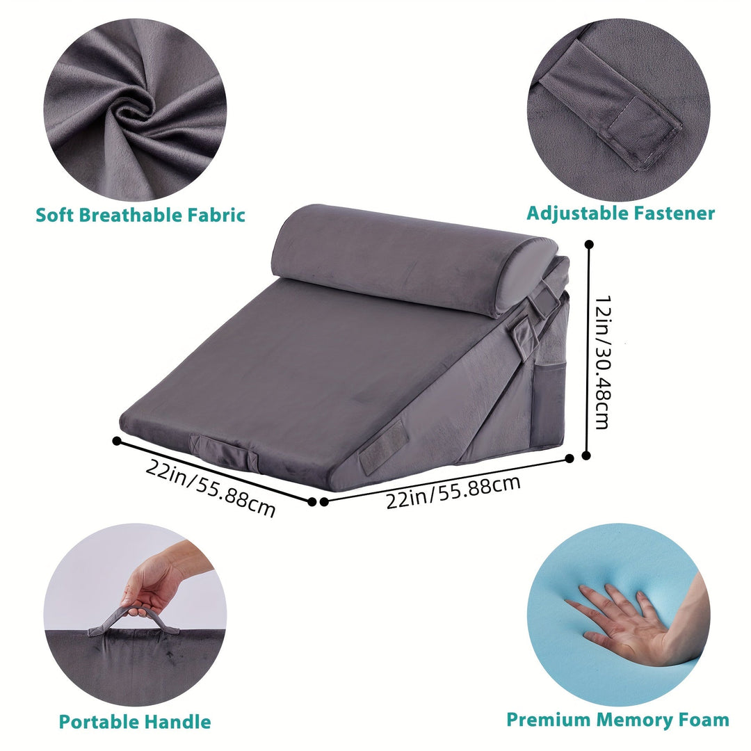 RelaxPlus justerbar ortopedisk kilkudde – premium minnesskumsystem 7-i-1