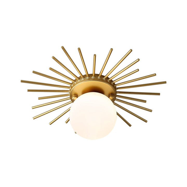 Sfärisk taklampa med matt glasskärm, minimalistisk 1-lampa, takmontering i guld