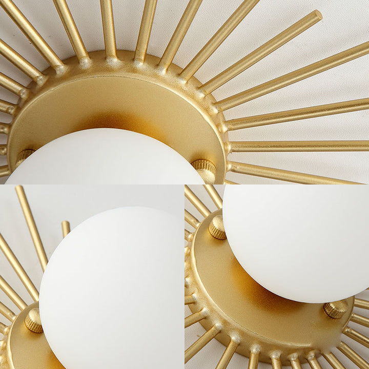 Sfärisk taklampa med matt glasskärm, minimalistisk 1-lampa, takmontering i guld