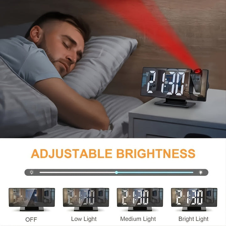 Digital projektionsväckarklocka med stor LED-display och multifunktionell alarmfunktion
