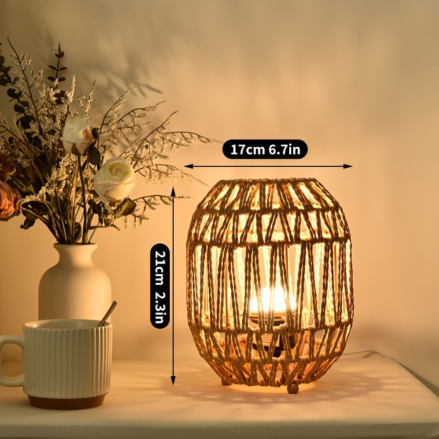Bordslampa i boho-rotting – handgjord ljusdetalj för sovrum eller vardagsrum
