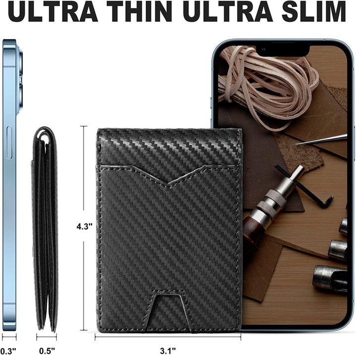 Slim RFID-plånbok för Herr | Korthållare i Läder | Svart