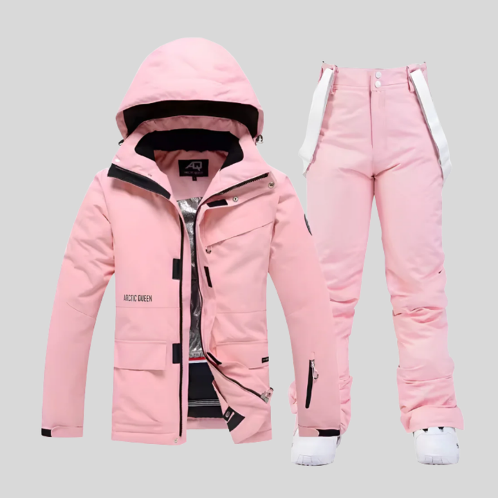 Skidjacka och byxset för kvinnor, funktionell vinteroutfit