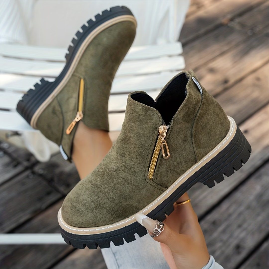 Stilfulla ankelboots med dubbel dragkedja