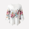 Dambluse med V-udskæring og blomsterprint
