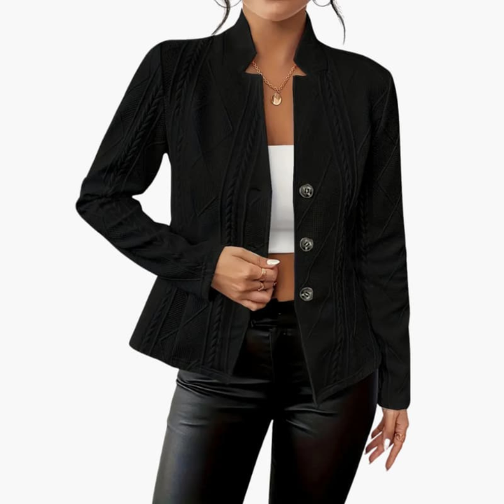 Kvinnors Blazer med Slagskrage och Knäppning