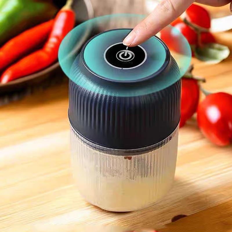 USB-laddningsbar minihackare med 4 rostfria knivblad, skål på 300 ml