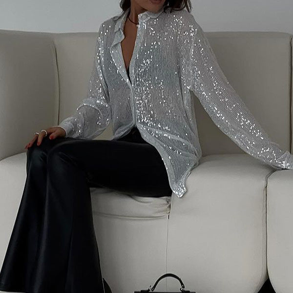 Ledig blus med glittrande paljetter – Celeste