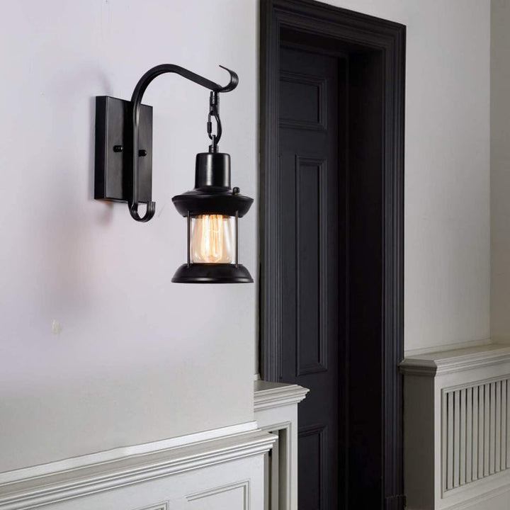 Silva industriell retro vägglampa svart/brons inomhus metall/glas