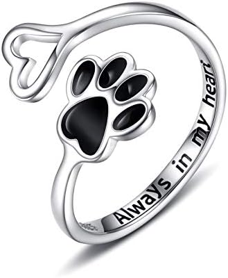 Handgjord Tass & Hjärta Ring – Justerbar sterlingsilver