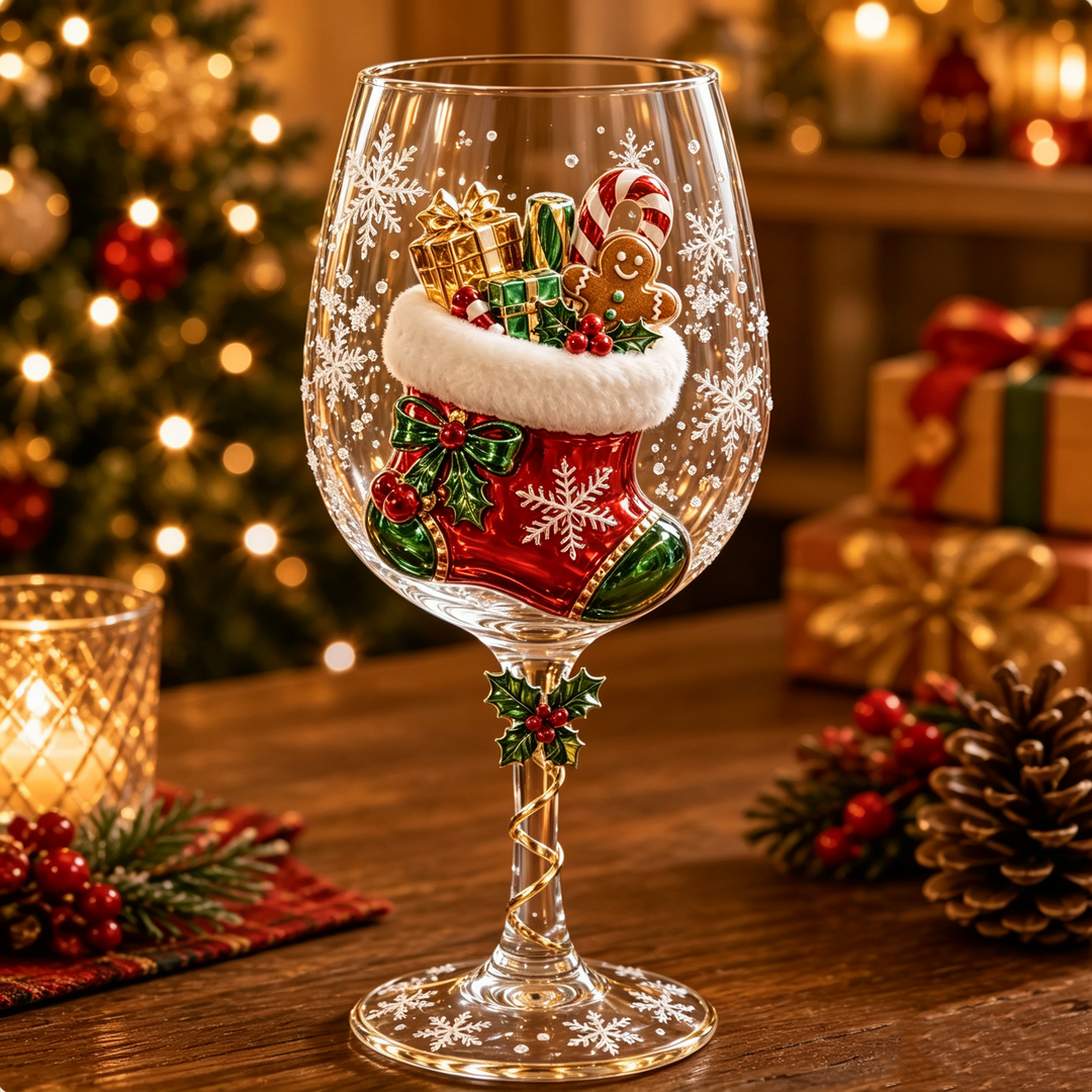3D-vinglas för jul – festlig dryckesglädje med julig charm