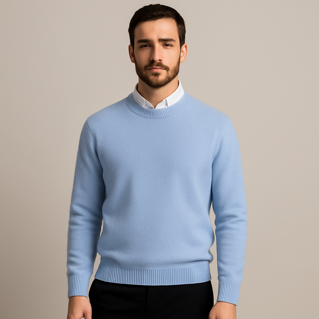 Herresweater i oversized plushfin strikning